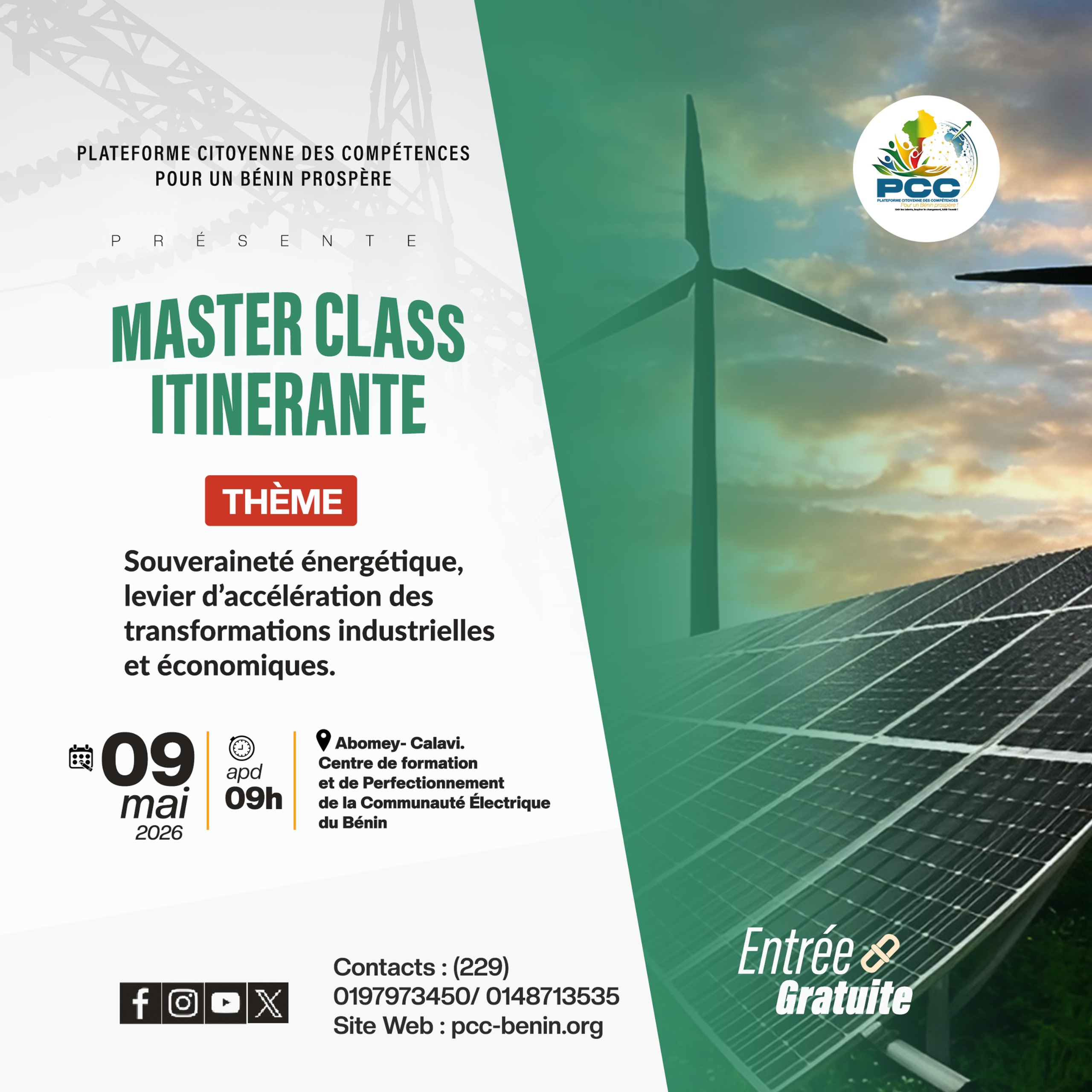 Master Class itinérante PCC-BP à Abomey-Calavi — Souveraineté énergétique et transformations industrielles